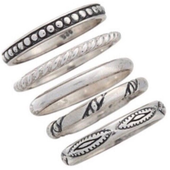 Silpada Rings Stacks of Plenty Rings 5 rings etched w/ a design Sterling Silver - Picture 1 of 4